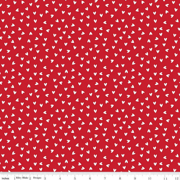 SALE My Valentine Heart Toss C14154 Red by Riley Blake Designs - Hearts Valentine's Day Valentines - Quilting Cotton Fabric