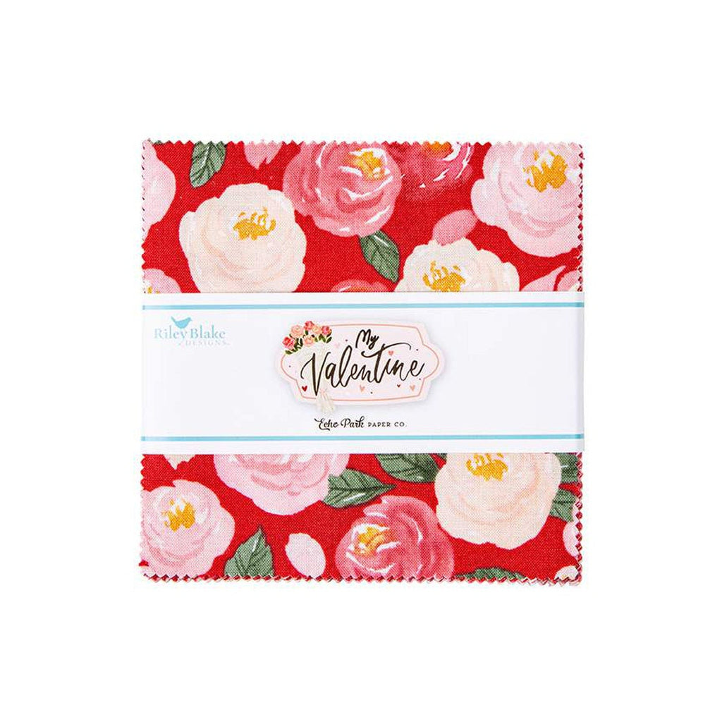 SALE My Valentine Charm Pack 5" Stacker Bundle - Riley Blake Designs - 42 piece Precut Pre cut - Valentine's Day - Quilting Cotton Fabric