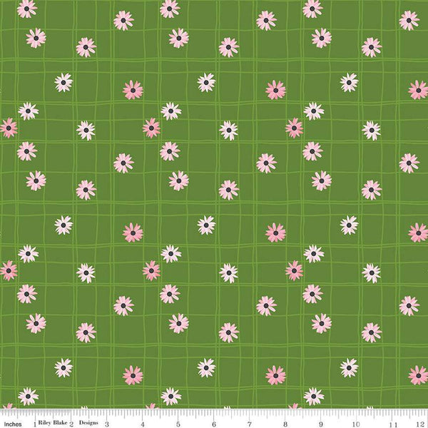 Flower Garden || Green background Daisy Flowers || Riley Blake Designs