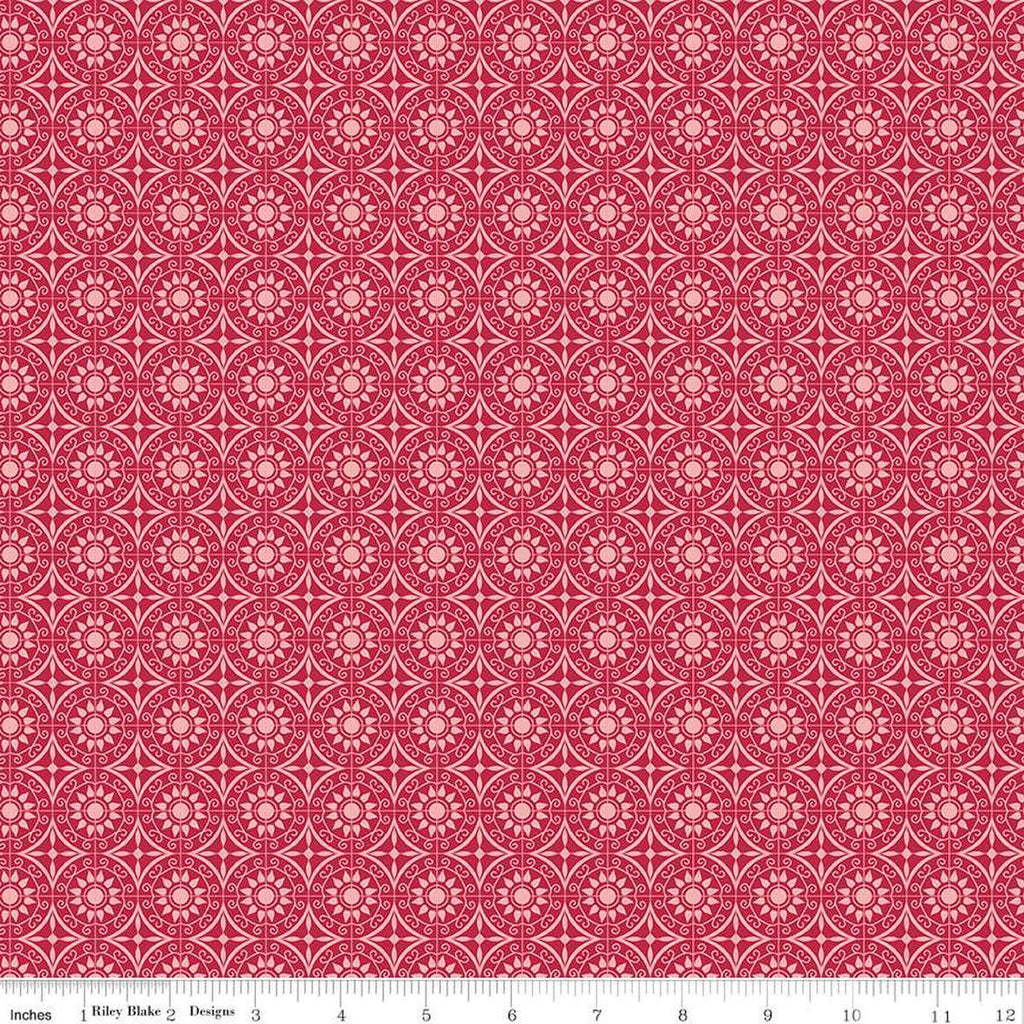 SALE Flour and Flower Tiles C14016 Berry by Riley Blake Designs - Geometric Medallions - Quilting Cotton Fabric