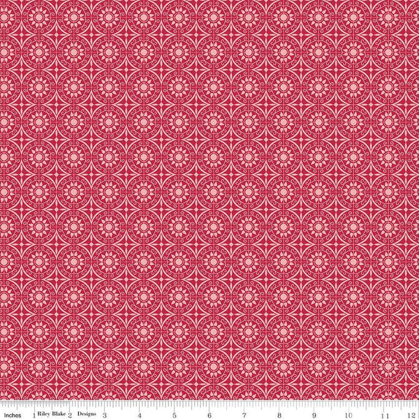 SALE Flour and Flower Tiles C14016 Berry by Riley Blake Designs - Geometric Medallions - Quilting Cotton Fabric