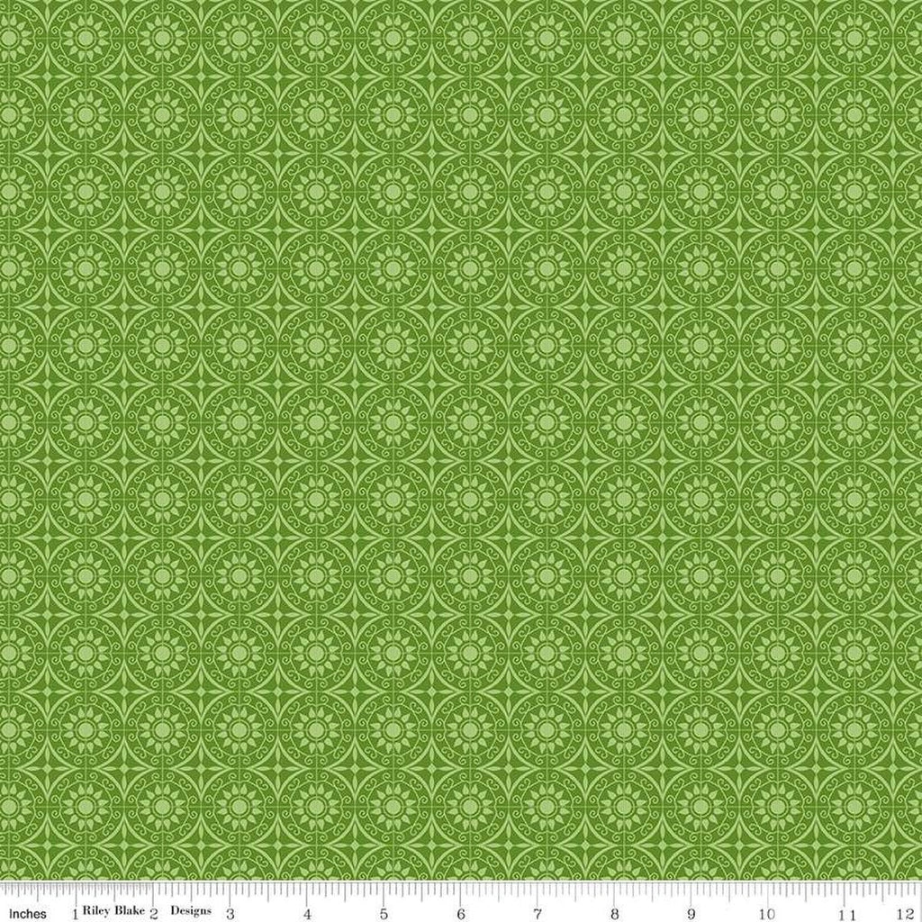 SALE Flour and Flower Tiles C14016 Green by Riley Blake Designs - Geometric Medallions - Quilting Cotton Fabric