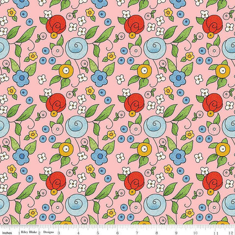 All My Heart Bouquet Toss C14140 Pink by Riley Blake Designs - Floral Flowers Valentine's Day Valentines - Quilting Cotton Fabric