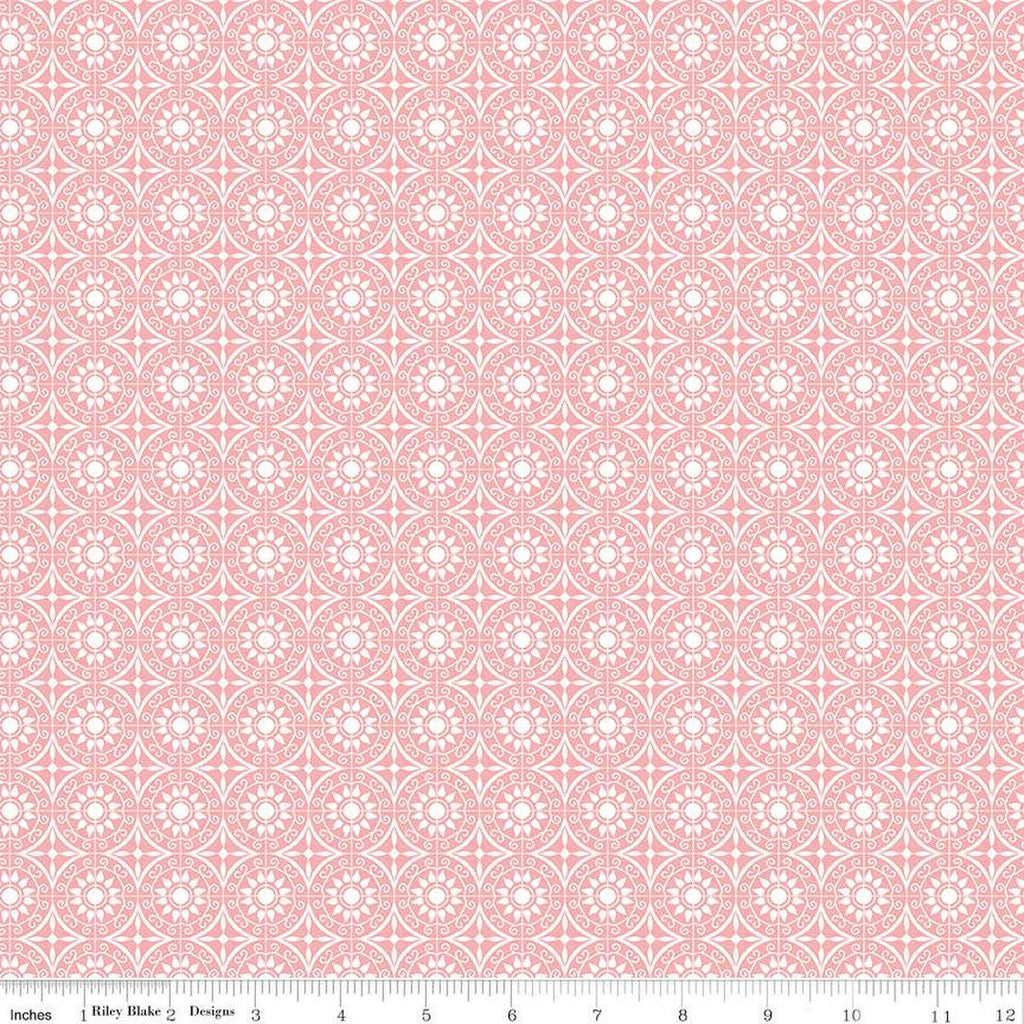 SALE Flour and Flower Tiles C14016 Rose by Riley Blake Designs - Geometric Medallions - Quilting Cotton Fabric