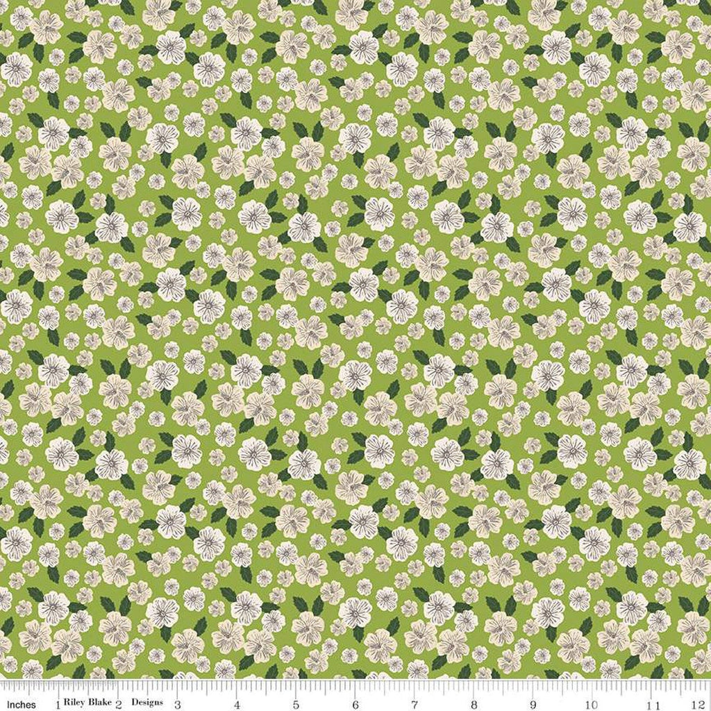 SALE Floral Gardens Blossoms C14363 Green - Riley Blake Designs - Floral Flowers - Quilting Cotton Fabric