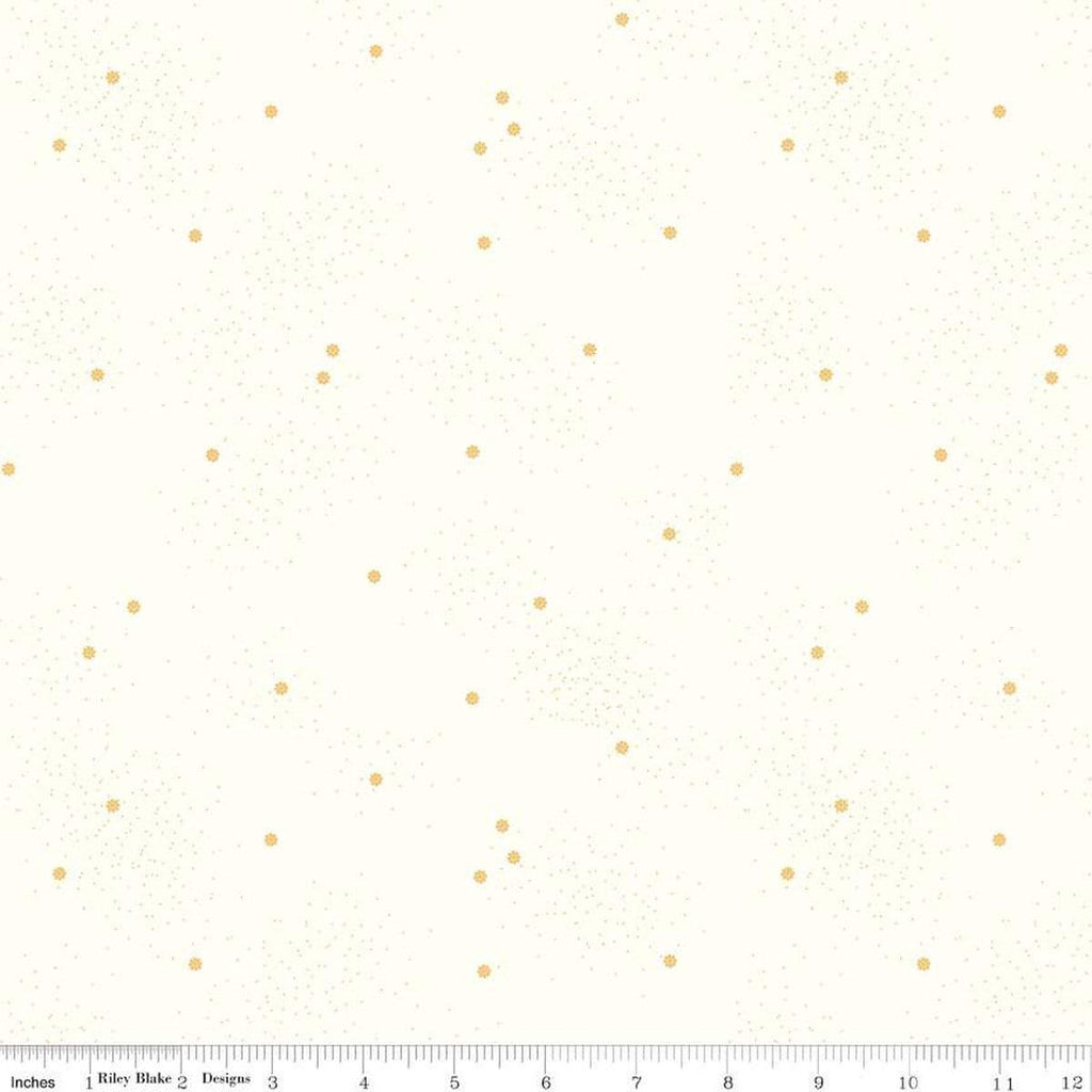 SALE Dainty Daisy on Cloud C700 Honey by Riley Blake Designs - Floral Flowers Pin Dots - Quilting Cotton Fabric