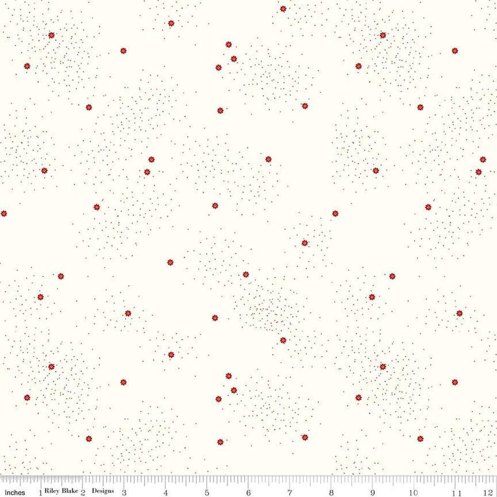 SALE Dainty Daisy on Cloud C700 Barn Red by Riley Blake Designs - Floral Flowers Pin Dots - Quilting Cotton Fabric