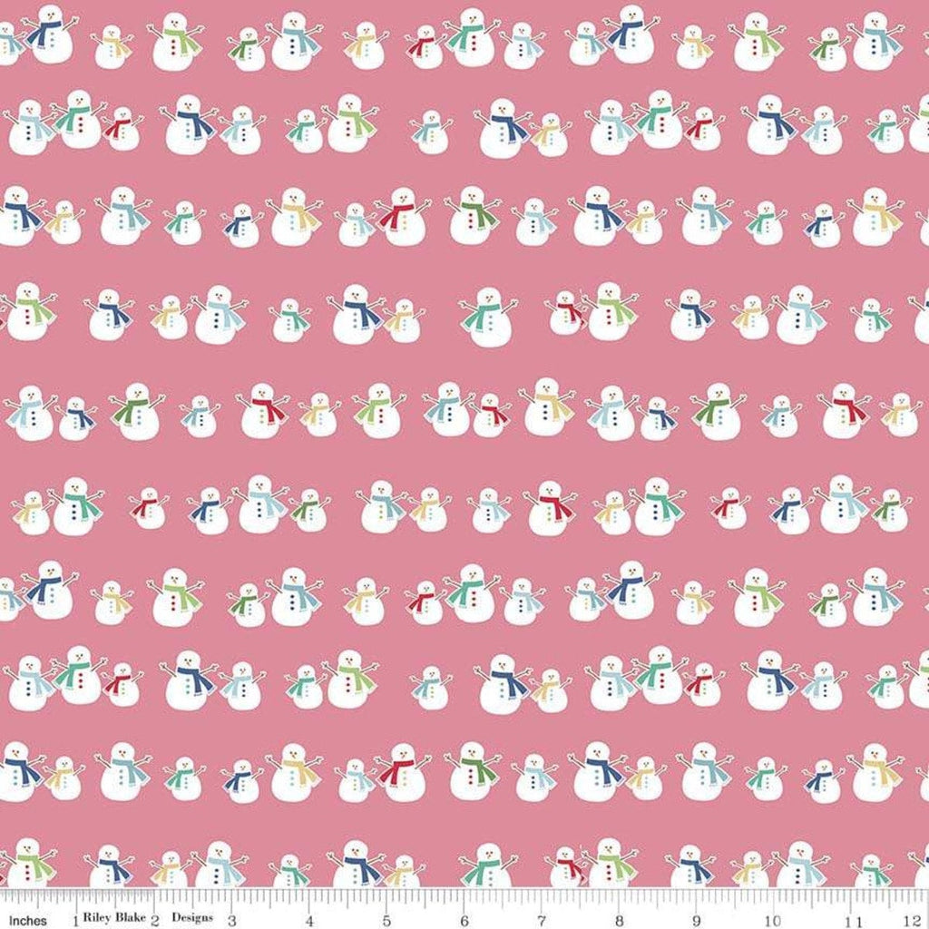 SALE Cozy Christmas Snowmen C5363 Pink by Riley Blake Designs - Lori Holt - Quilting Cotton Fabric