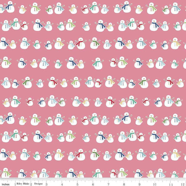 SALE Cozy Christmas Snowmen C5363 Pink by Riley Blake Designs - Lori Holt - Quilting Cotton Fabric