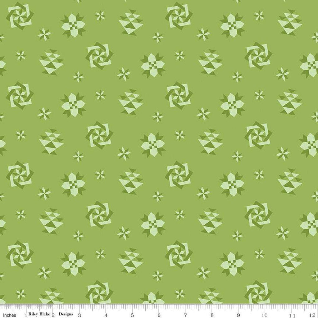 SALE Spring Barn Quilts Quilt Blocks C14332 Green - Riley Blake Designs - PRINTED Blocks - Quilting Cotton Fabric