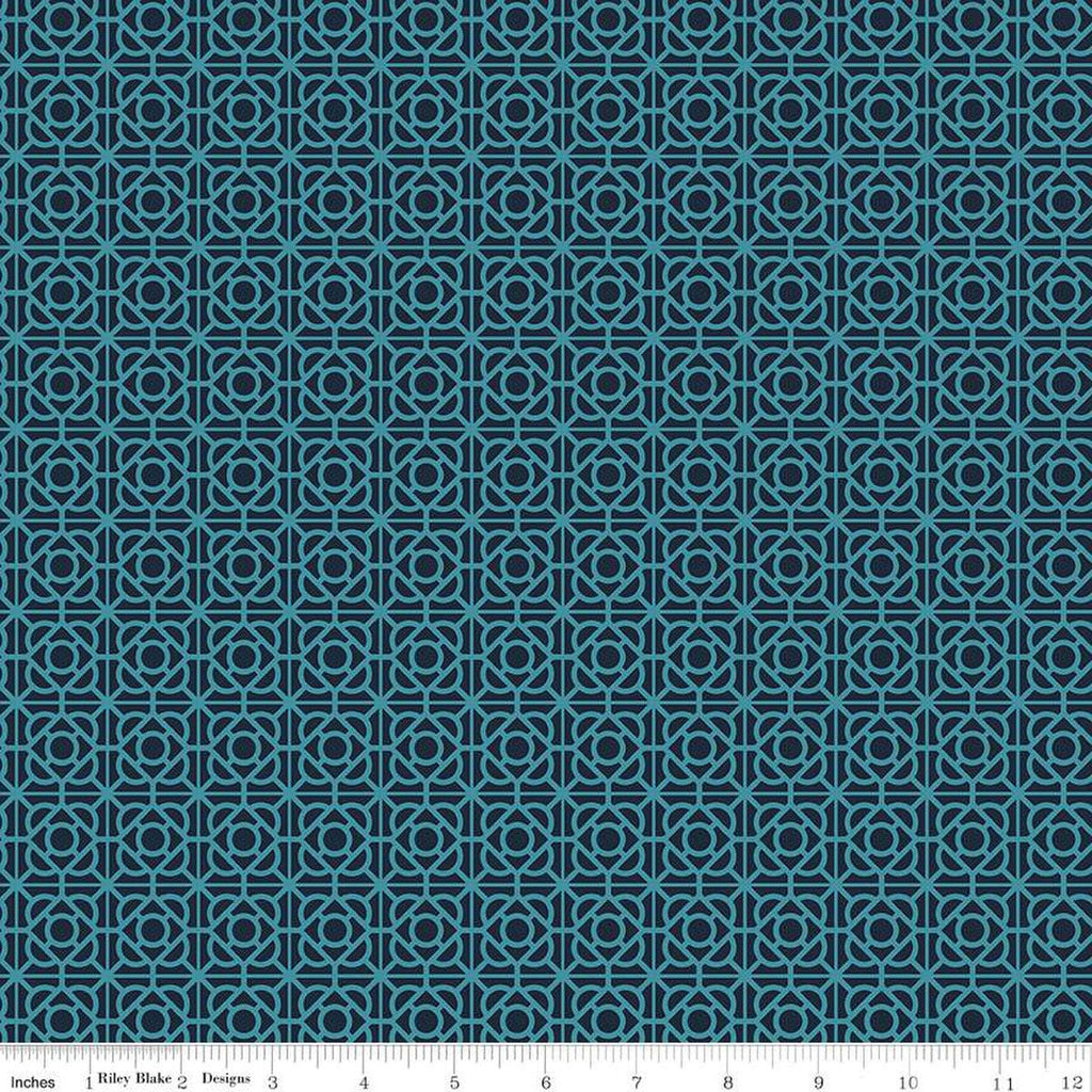 SALE Floral Gardens Garden Tile C14364 Midnight - Riley Blake Designs - Geometric - Quilting Cotton Fabric