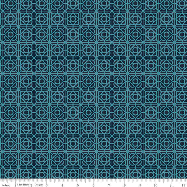 SALE Floral Gardens Garden Tile C14364 Midnight - Riley Blake Designs - Geometric - Quilting Cotton Fabric