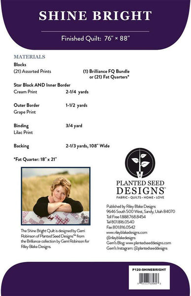 SALE Shine Bright Quilt PATTERN P120 by Gerri Robinson - Riley Blake Designs - Instructions Only - Fat Quarter Friendly