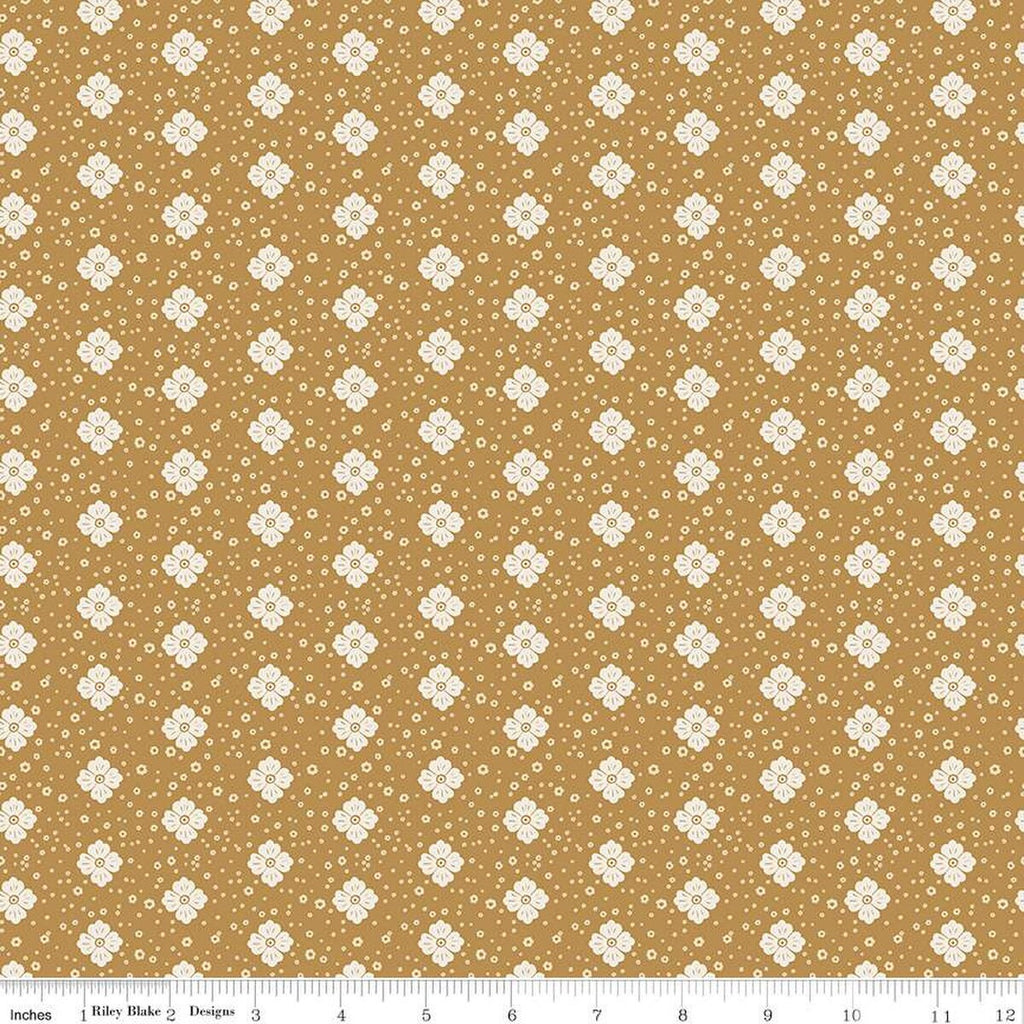 SALE The Old Garden Alexandre C14234 Gold by Riley Blake Designs - Floral Flowers - Quilting Cotton Fabric