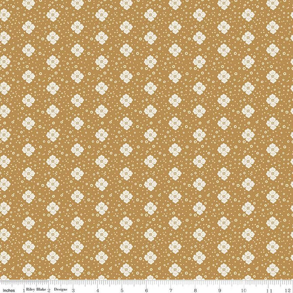 SALE The Old Garden Alexandre C14234 Gold by Riley Blake Designs - Floral Flowers - Quilting Cotton Fabric