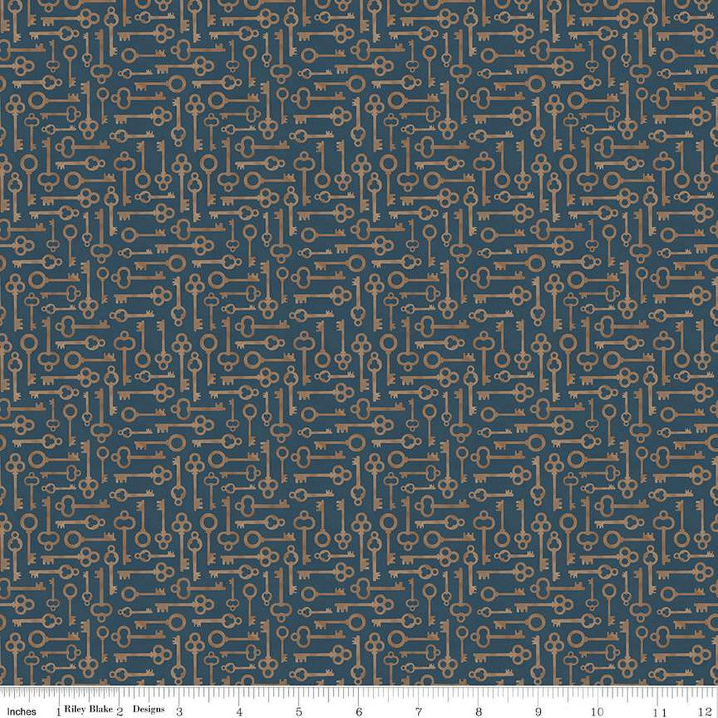 SALE Huckleberry Saltbox Keys C14357 Stone - Riley Blake Designs - Quilting Cotton Fabric