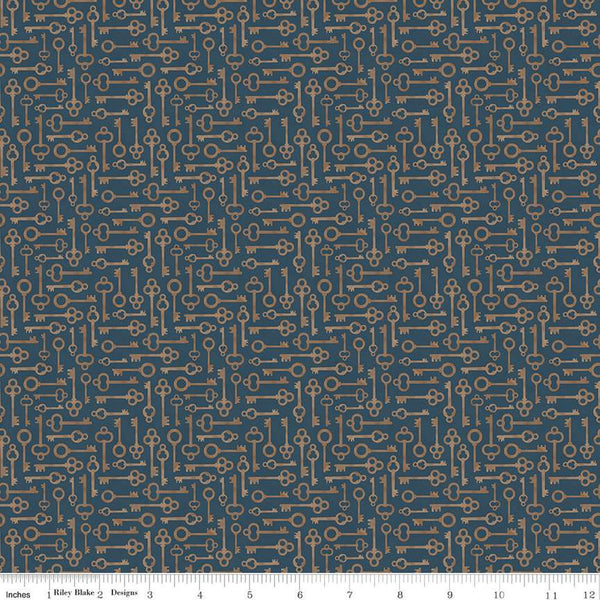 SALE Huckleberry Saltbox Keys C14357 Stone - Riley Blake Designs - Quilting Cotton Fabric