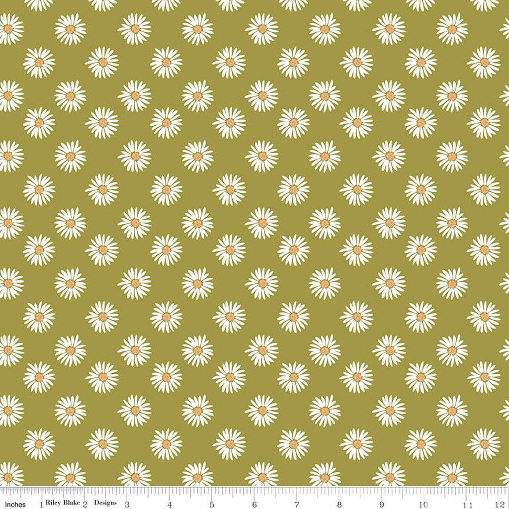SALE Flora No. 6 Daisies C14461 Green by Riley Blake Designs - Floral Flowers - Quilting Cotton Fabric