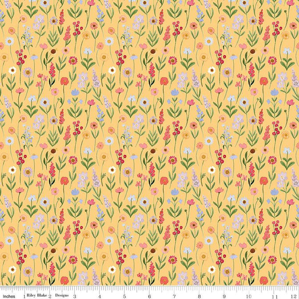 SALE Flora No. 6 Stems C14462 Yellow by Riley Blake Designs - Floral Flowers - Quilting Cotton Fabric