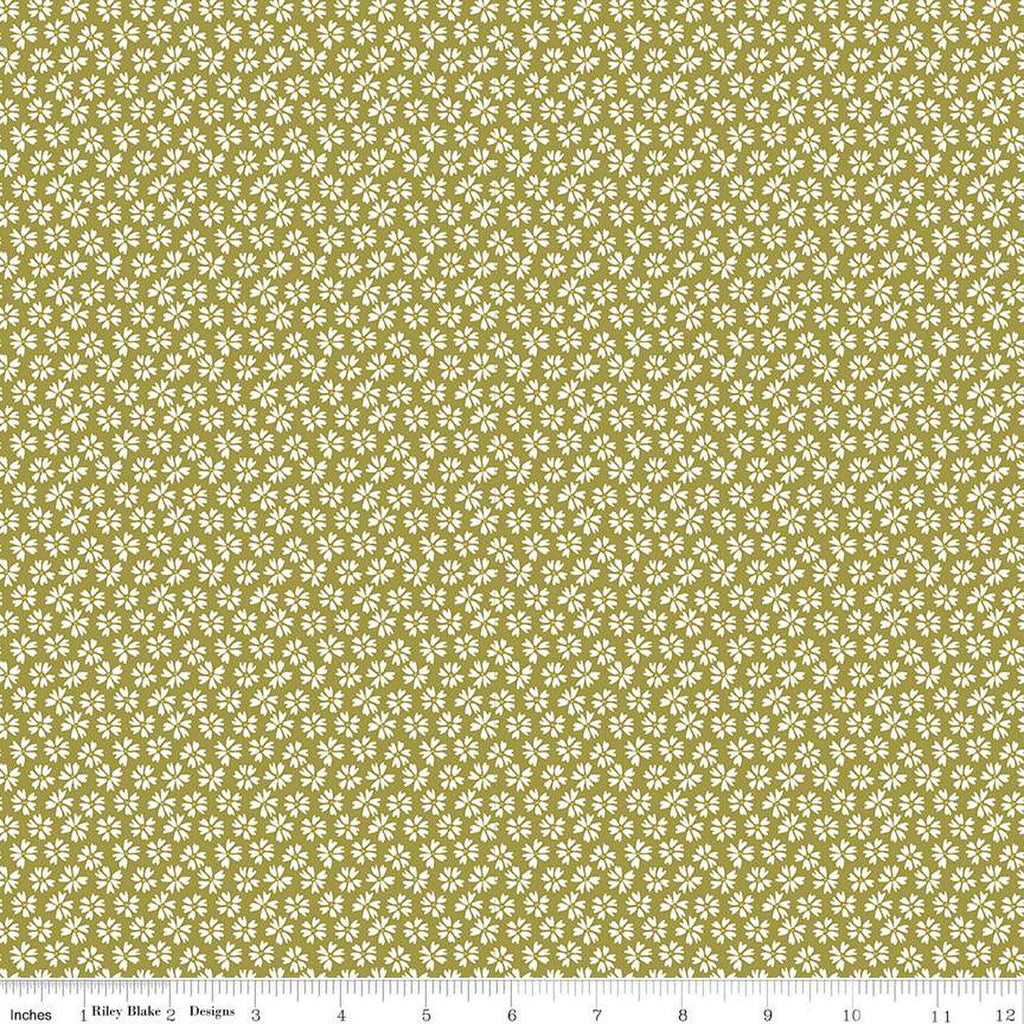 SALE Flora No. 6 Ditsy C14463 Green by Riley Blake Designs - Floral White Flowers - Quilting Cotton Fabri