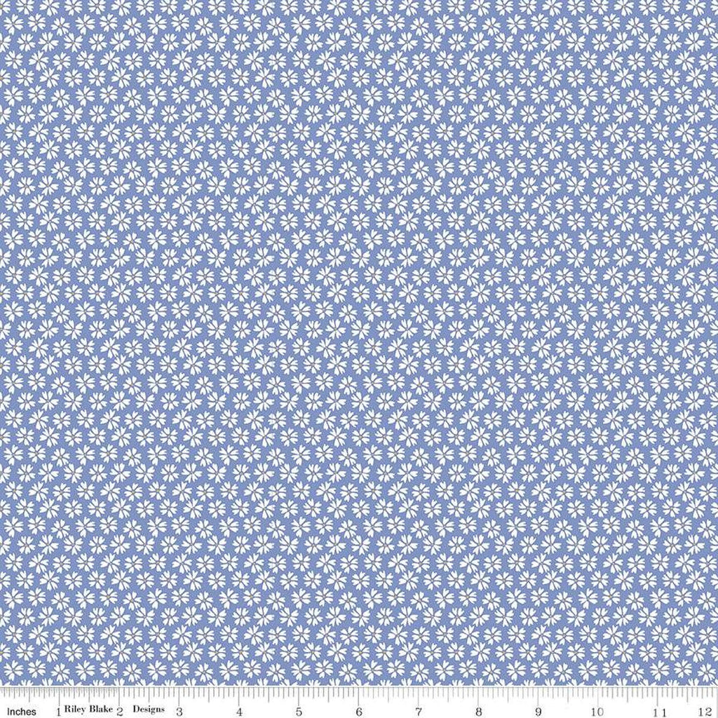 Flora No. 6 Ditsy C14463 Periwinkle by Riley Blake Designs - Floral White Flowers - Quilting Cotton Fabric