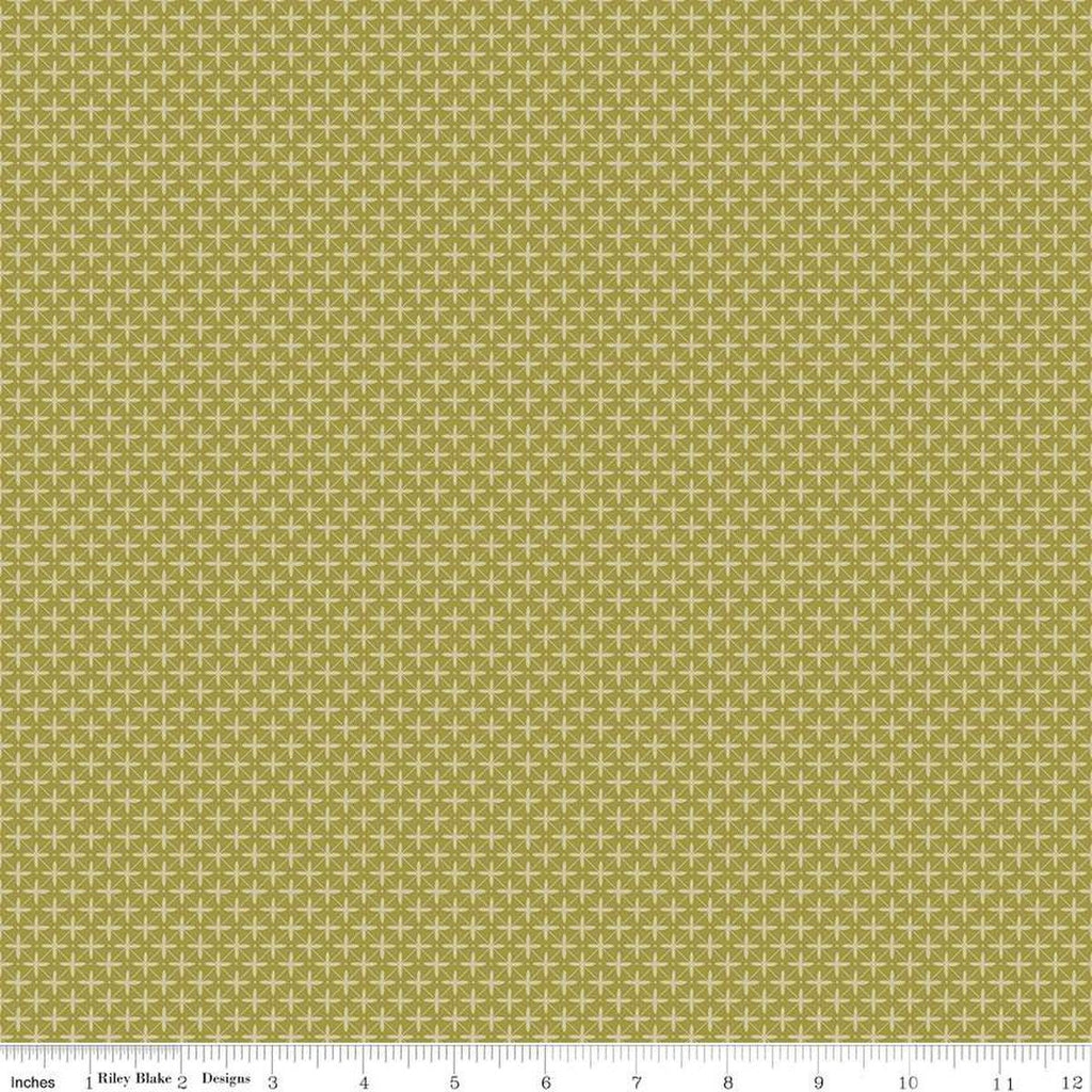 Fat Quarter End of Bolt - CLEARANCE Flora No. 6 Geometric C14464 Green by Riley Blake Designs - Diagonal Cross Dots - Quilting Cotton Fabric