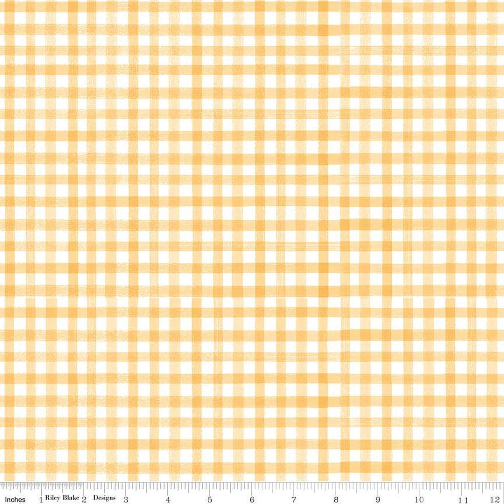 Flora No. 6 PRINTED Gingham C14465 Yellow by Riley Blake Designs - Pink Cloud/White Checks - Quilting Cotton Fabric