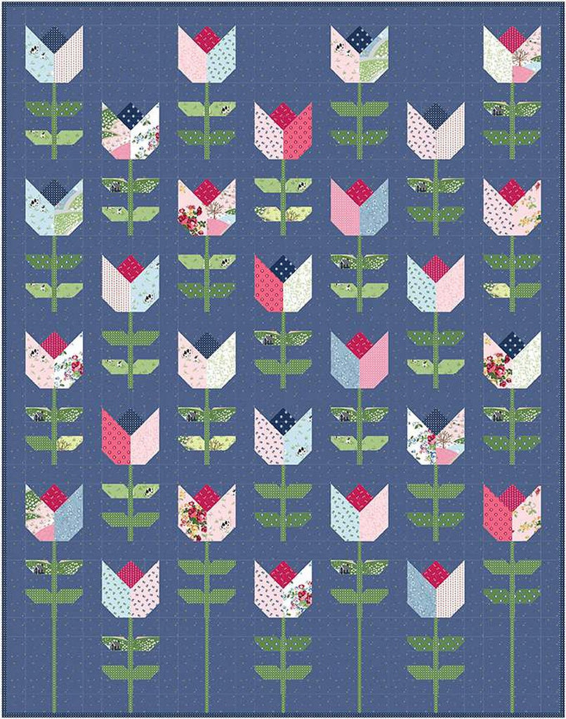 Tailored Tulips Quilt PATTERN P115 by Melissa Mortenson - Riley Blake Designs - INSTRUCTIONS Only - 10" Stacker Layer Cake Friendly