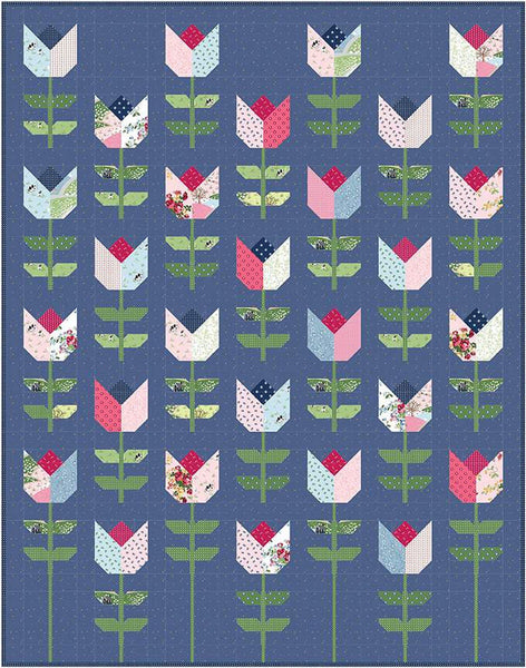 Tailored Tulips Quilt PATTERN P115 by Melissa Mortenson - Riley Blake Designs - INSTRUCTIONS Only - 10" Stacker Layer Cake Friendly