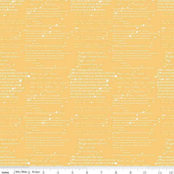 CLEARANCE Coming Home Cadence C14422 Yellow by Riley Blake Designs - Armed Forces Text Patriotic - Quilting Cotton Fabric