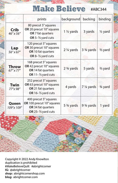 SALE Make Believe Quilt PATTERN P165 by Andy Knowlton - Riley Blake Designs - INSTRUCTIONS Only - Multiple Sizes - Pieced Pre-Cut Friendly