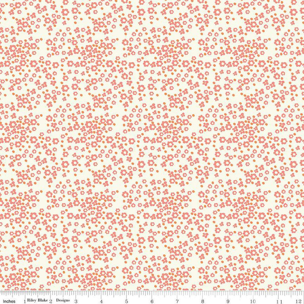 SALE Spring's in Town Blossoms C14215 Cream - Riley Blake Designs - Floral Flowers Dots - Quilting Cotton Fabric