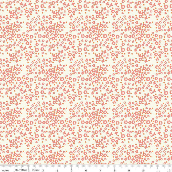 SALE Spring's in Town Blossoms C14215 Cream - Riley Blake Designs - Floral Flowers Dots - Quilting Cotton Fabric