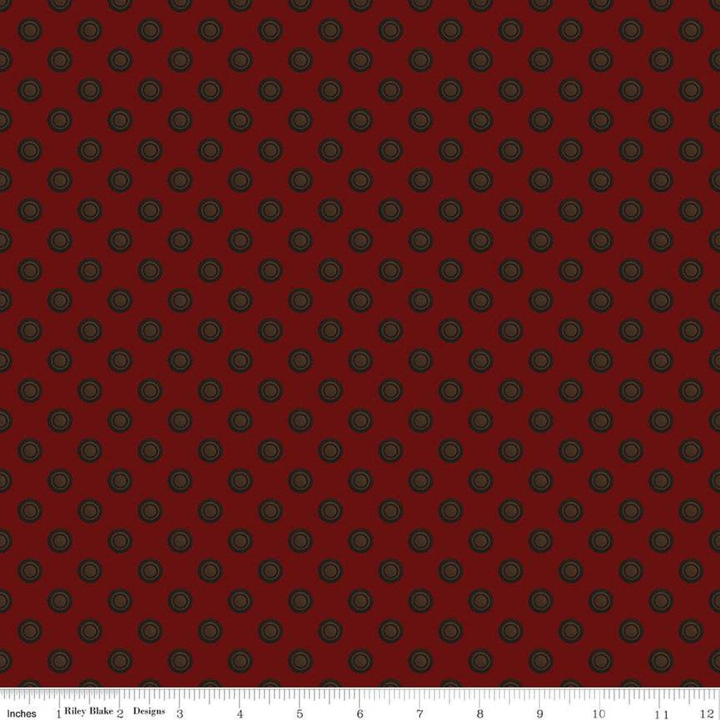 SALE Huckleberry Saltbox Doorknobs C14354 Mahogany - Riley Blake Designs - Geometric Concentric Circles - Quilting Cotton Fabric