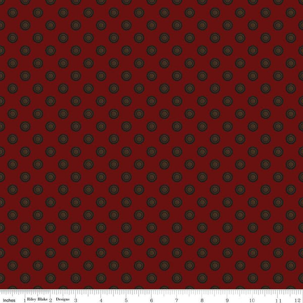 SALE Huckleberry Saltbox Doorknobs C14354 Mahogany - Riley Blake Designs - Geometric Concentric Circles - Quilting Cotton Fabric