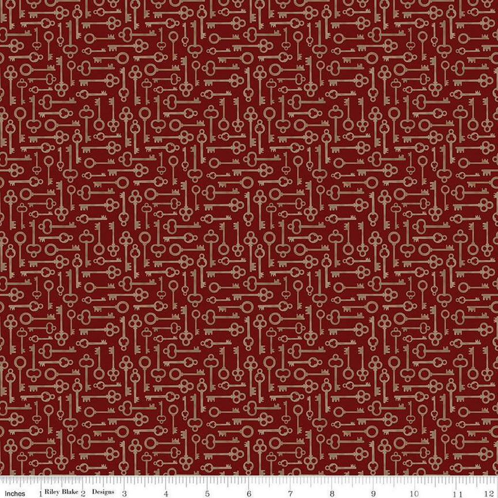 SALE Huckleberry Saltbox Keys C14357 Mahogany by Riley Blake Designs - Quilting Cotton Fabric