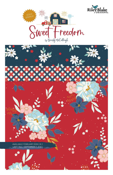 SALE Sweet Freedom 2.5 Inch Rolie Polie Jelly Roll 40 pieces - Riley Blake - Precut Pre cut Bundle - Patriotic - Quilting Cotton Fabric