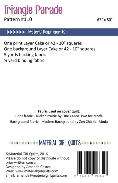 SALE Triangle Parade Quilt PATTERN P143 by Amanda Castor - Riley Blake Designs - Instructions Only - Pieced 10" Stacker Friendly