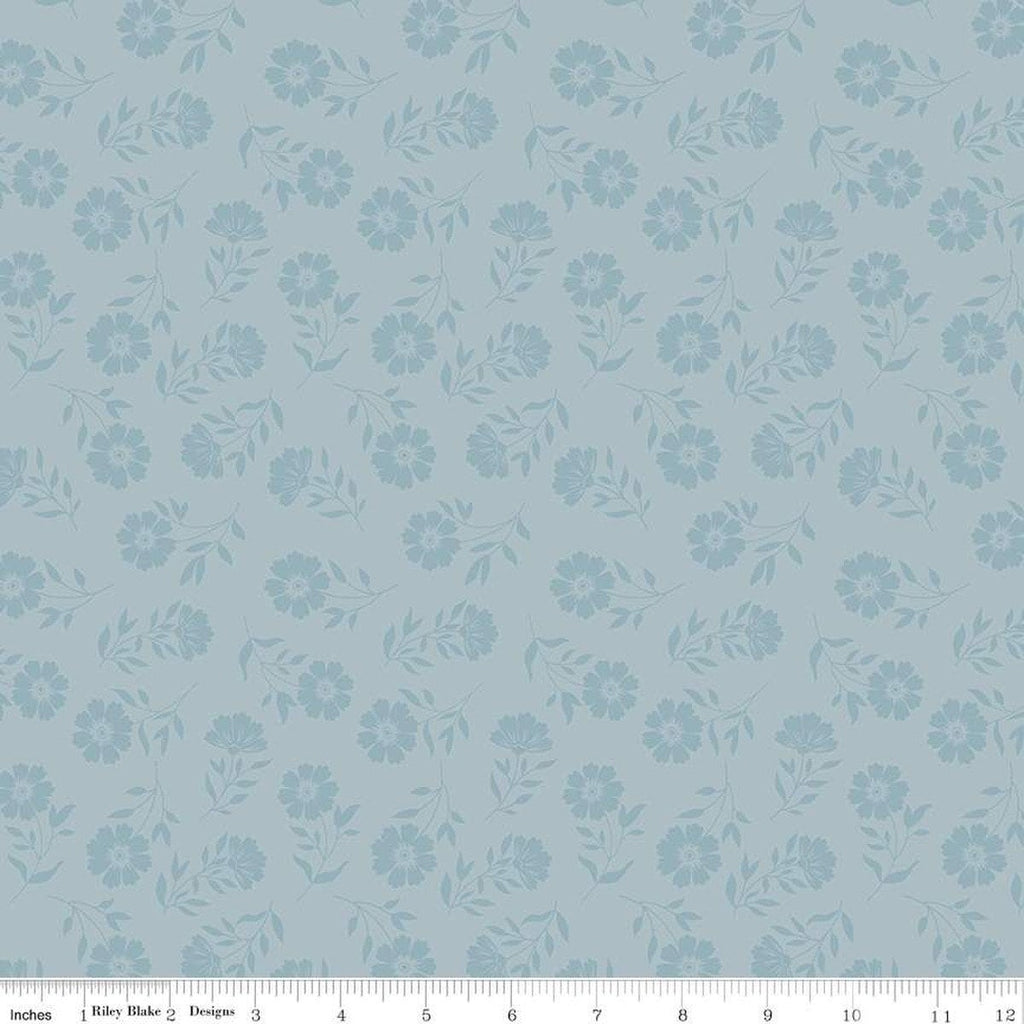 American Beauty Tonal C14444 Storm by Riley Blake Designs - Patriotic Tone-on-Tone Floral Flowers - Quilting Cotton Fabric