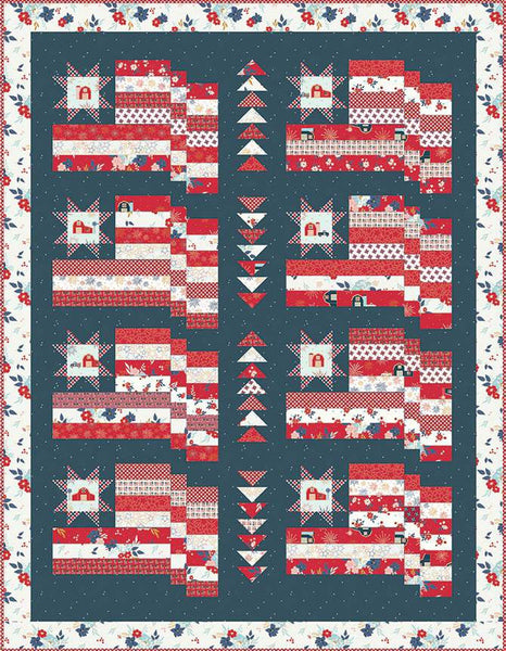 SALE Heartland Quilt PATTERN P138 by Beverly McCullough - Riley Blake - INSTRUCTIONS Only - Patriotic - Pieced Fat Quarter Friendly