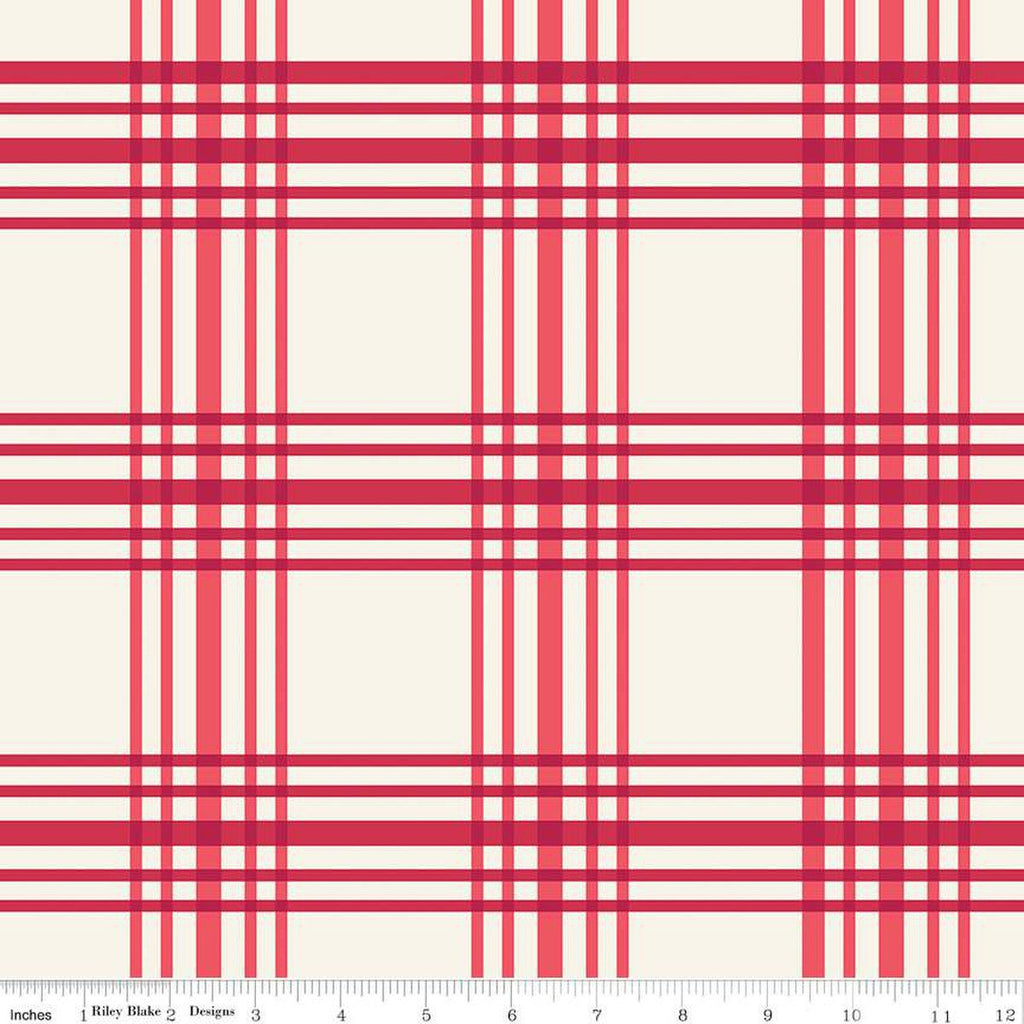 SALE Heirloom Red Plaid C14344 Cream by Riley Blake Designs - Quilting Cotton Fabric