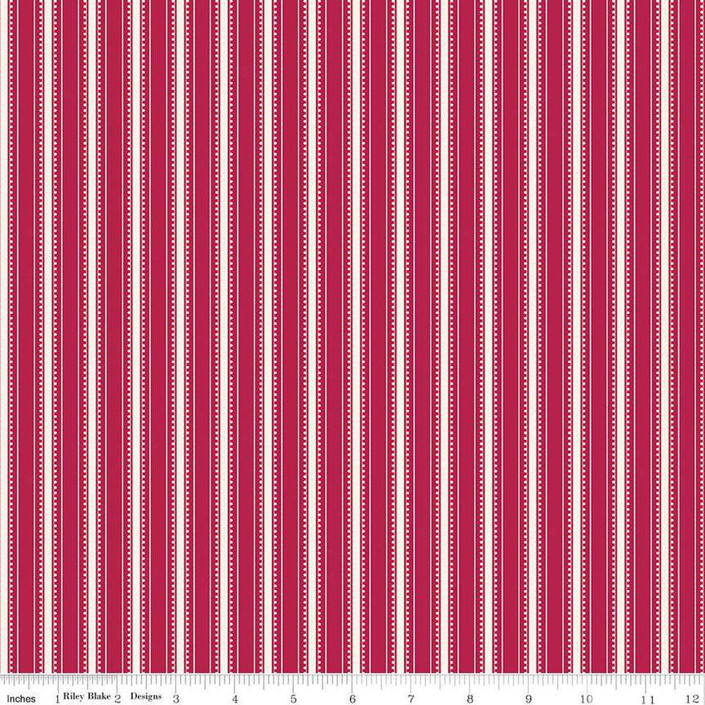 SALE Heirloom Red Stripe C14348 Berry by Riley Blake Designs - Ticking Stripes Striped - Quilting Cotton Fabric
