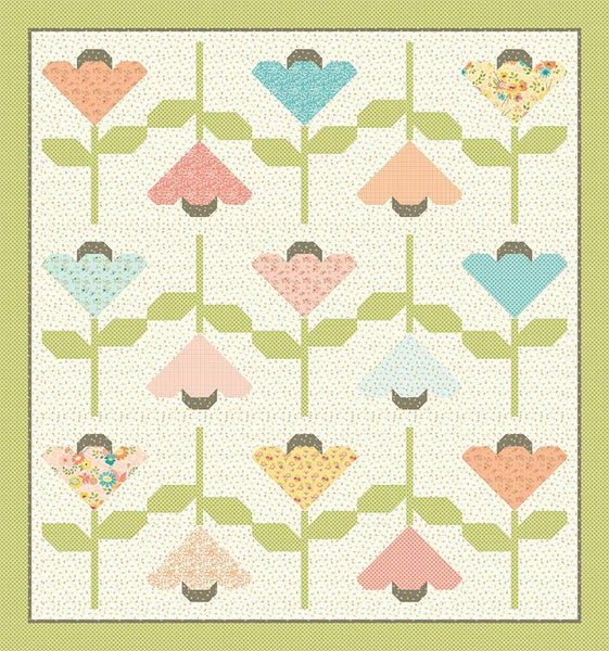 SALE Tulip Toss Quilt PATTERN P157 by Sandy Gervais - Riley Blake Designs - INSTRUCTIONS Only - Pieced Fat Quarter Friendly