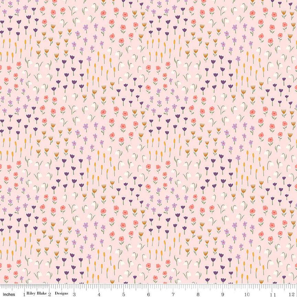 18" End of Bolt Piece - Let It Bloom Meadow C14283 Pink by Riley Blake Designs - Floral Flowers - Quilting Cotton Fabric