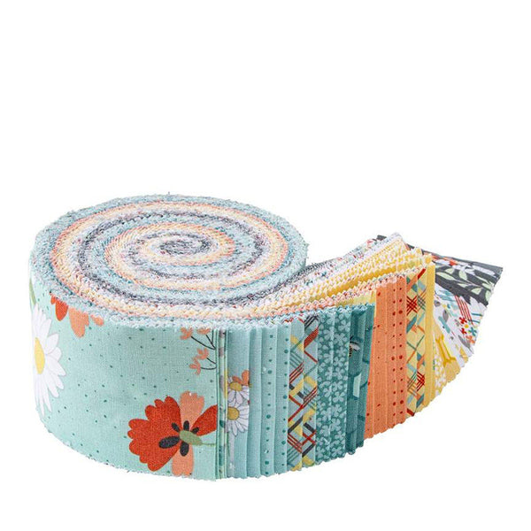 SALE Sunshine and Sweet Tea 2.5 Inch Rolie Polie Jelly Roll 40 pieces - Riley Blake - Precut Pre cut Bundle - Quilting Cotton Fabric