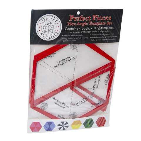 SALE Perfect Pieces Hex Angle Template Set by Jillily Studios - Riley Blake Designs - Non-Slip Acrylic to Create 6" Hexagons - Set of Four