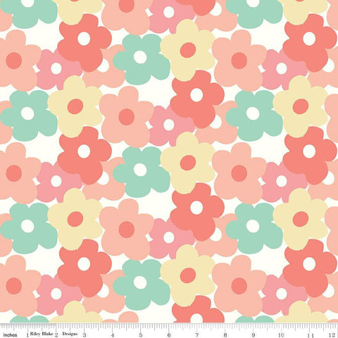 SALE FLANNEL Copacetic Flower Power F14697 Multi - Riley Blake Designs - Floral Flowers - FLANNEL Cotton Fabric