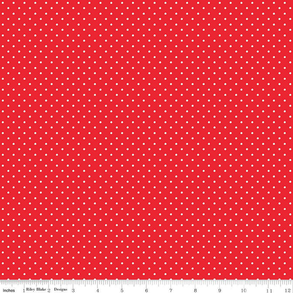 11" End of Bolt - Picnic Florals Dots C14615 Red by Riley Blake Designs - Polka Dot Dotted - Quilting Cotton Fabric