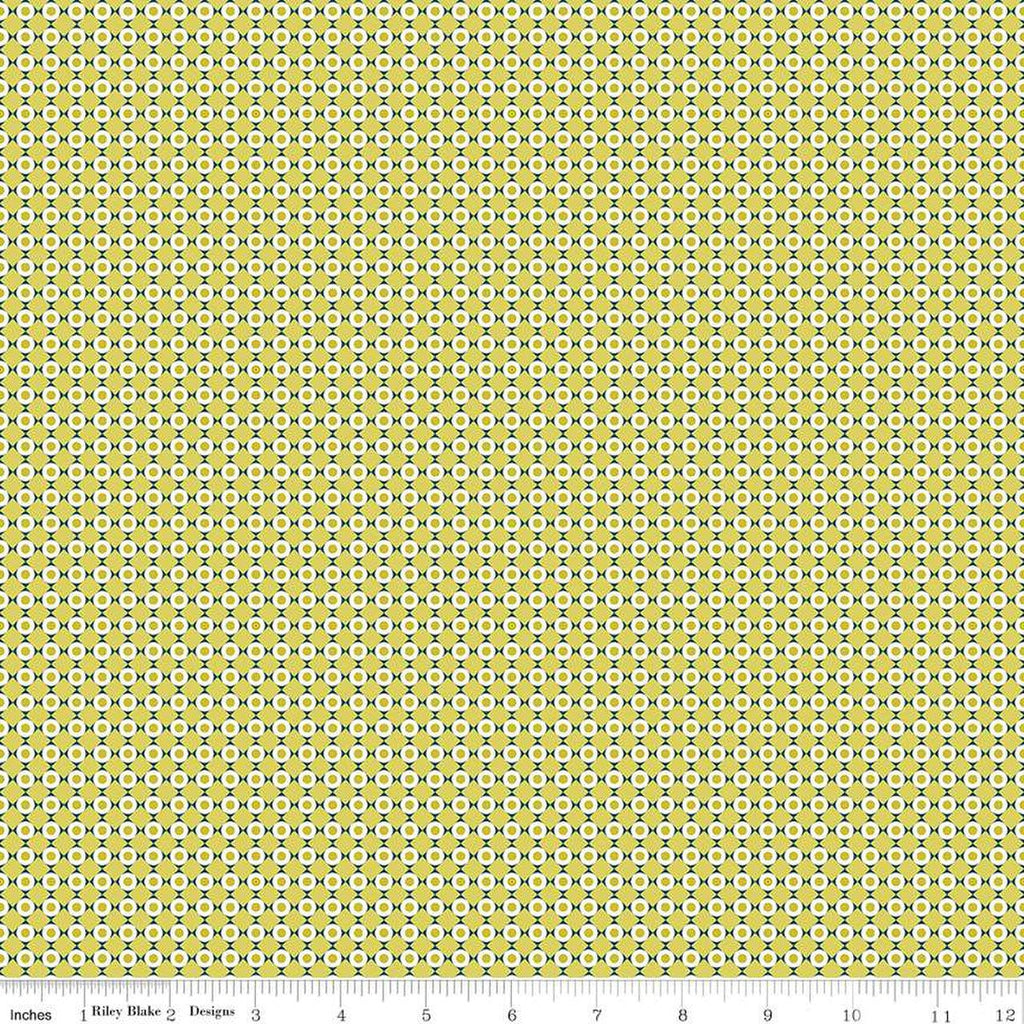 SALE Feed My Soul Dots C14556 Pear by Riley Blake Desings - Geometric Checkered Grid with Circles - Quilting Cotton Fabric