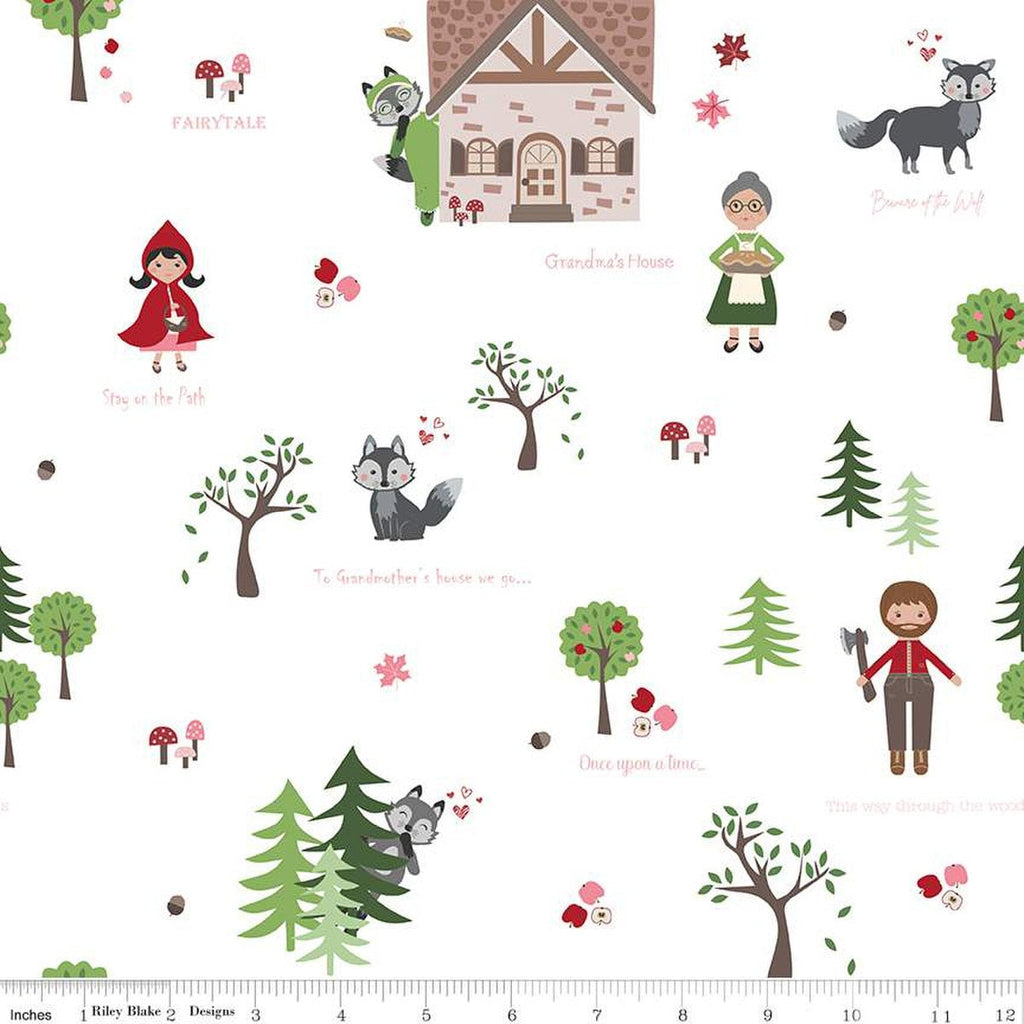 SALE To Grandmother's House Through the Woods Main C14370 Cloud by Riley Blake Designs - Little Red Riding Hood - Quilting Cotton Fabric